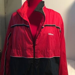 Wilson red and black lined wind breaker zip front jacket size large